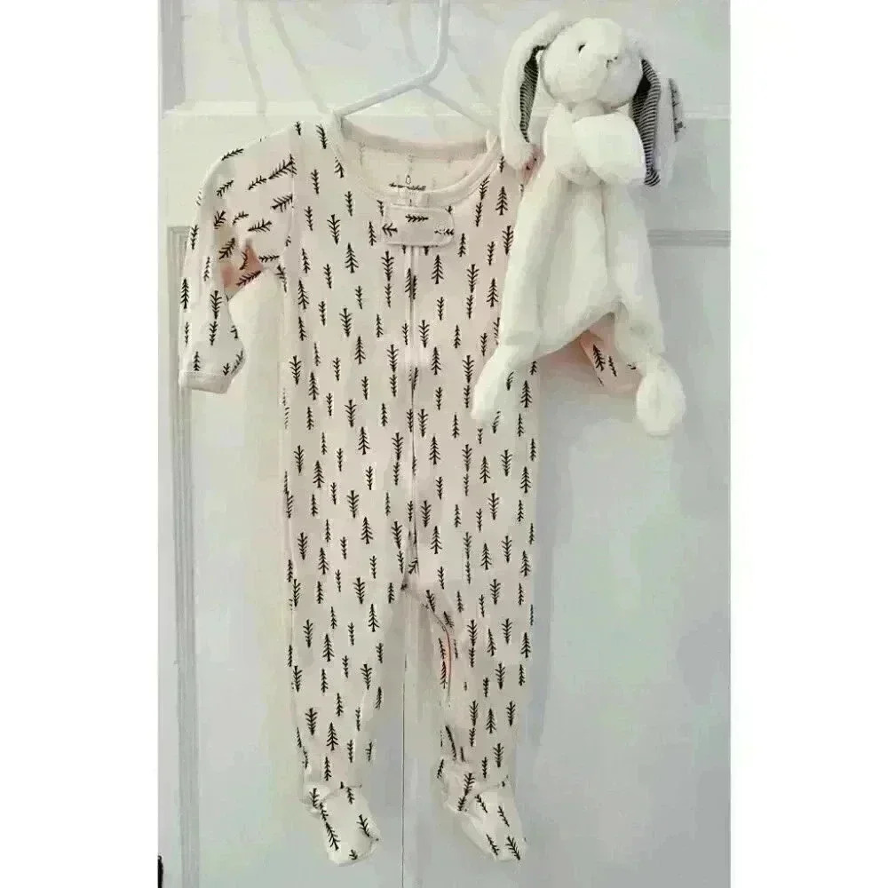 BNWT Mary Meyer White Bunny Lovey and New Footed Baby Onesie 9m